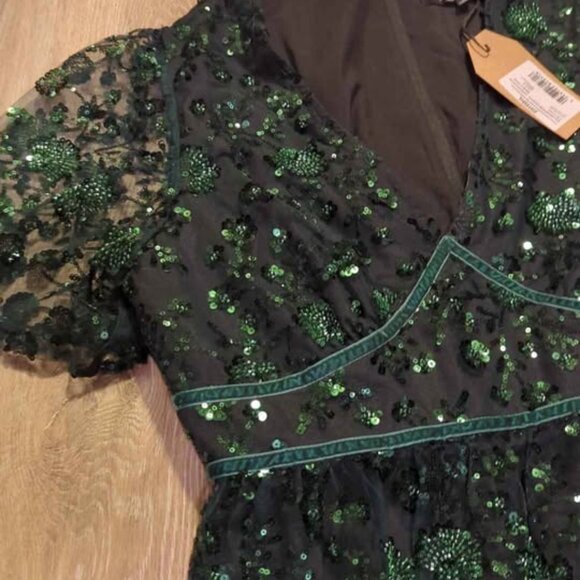 Disturbia glimmer embroidered sequin lace angel sleeve midaxi dress size 12 new - Picture 2 of 4